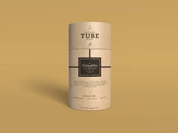 This paper the mockup customized on a white desk with a standing front view. Craft Paper Tube Mockup Mockup River