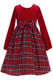 Red Plaid Stretch Velvet Long Sleeve Girls Holiday Dress 3m 10 Rachel S Promise Little Girl Christmas Dresses Girls Holiday Dresses Long Sleeve Holiday Dress