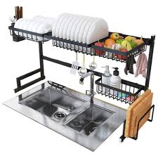 Si ha la possibilità di riporre i piatti evitando il faticoso sollevamento delle stoviglie e il gocciolamento lungo le braccia. Emay Scolapiatti 71 5 X 45 H Cm Acciaio Rimovibile Stabile Da Sopra Lavandino