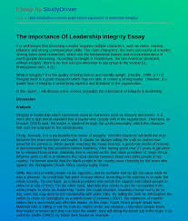 In this essay, i have addressed a goal that i have and would like to use as an assignment in order to implement better change in my everyday lifestyle and health. The Importance Of Leadership Free Essay Example Studydriver Com
