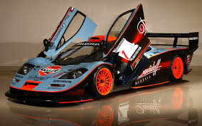 Hd Wallpaper Blue And Orange Mclaren F1 Gtr Gulf 1 24 Reflection Background Wallpaper Flare