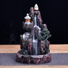 Backflow incense burner comes with a unique style backflow incense cone. Style 1 Mountain Decoration Resin Censer Backflow Incense Holder Waterfall Incense Burner Aromatherapy Ornament Creative Home Decor With 10 Backflow Incense Cones Free Home Home Decor Ekbotefurniture Com