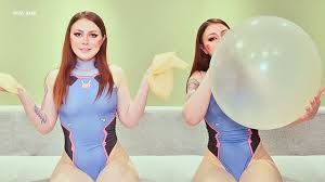 Perverted D.Va from overwatch gets horny with blowingriding giant balloons  and talking dirty