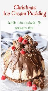 What are the different types of ice cream desserts? Christmas Ice Cream Pudding With Chocolate Drip Decorated With Chocolates And Raspb Pudding Ice Cream Impressive Christmas Dessert Christmas Ice Cream Desserts