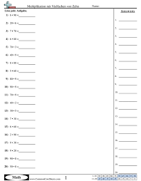 Schriftliches malnehmen / multiplizieren mit vielfachen von 10 und 100 beherrschen. Arbeitsblatter Zur Multiplikation