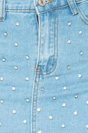 Ride Of A Lifetime Rhinestone Embellished Denim Mini Skirt Light Den Cheeky Bliss