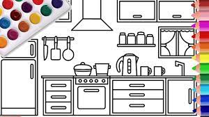 Kitchen floor plans layouts drawings drafting | home design. Kitchen Room Kitchen Drawing And Coloring Page For Children Youtube