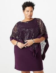 Plus Size R M Richards Sequin Cape Shift Dress Dressbarn Con Imagenes Vestidos Bonitos Moda