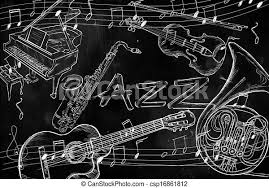 Find the perfect saxophone drawing stock illustrations from getty images. Jazz Instruments Music Background On Dark Blackboard Canstock