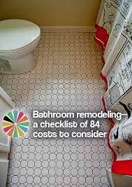 The average cost of remodeling a master bath is roughly around $10,000 to $25,000. Bathroom Remodeling A Checklist Of 84 Costs To Consider