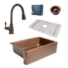 The attractive, smooth glaze is easy to clean. Copper Kitchen Sinks By Sinkology Farmhouse Drop In Undermount