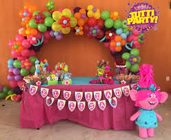 A more modern print table cloth is the perfect base to the party. Southern Blue Celebrations Trolls Party Ideas Trolls Birthday Party Trolls Birthday Party Decorations Trolls Birthday