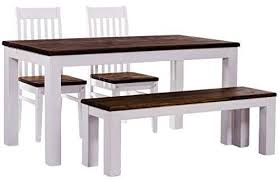 B R A S I L Mobel Brazilfurniture Dining Table Set For Four Rio Pine With Bench And Two Chairs Dark Brown Oa Dining Table Setting Dining Classic Dining Room