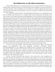 Reflection work immersion in house keeping. Reflection On My Immersion Reflection On My Immersion This 68 Hours Of Immersion Is Helpful And A Meaningful Experience During Senior High School Course Hero
