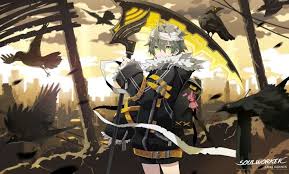 City Gray Hair Green Eyes Ruins Soul Worker Sunset Weapon Wallpaper 4300x2600 77463 Character Design Concept Art Characters Anime