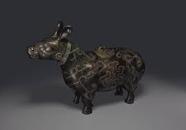 A Rare Large Gold And Silver Inlaid Bronze Tapir Form Vessel Xizun Yuan Ming Dynasty 1279 1644 16th Century 15th Century Chr Bronze Tapir Chinese Art