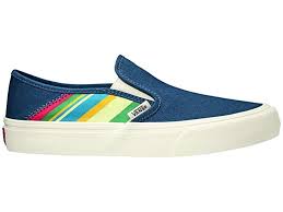 Vans Slip On Sf Retro Stripes Dress Blues Shoes The Perfect Shoe To Kick On After A Morning Surf Sesh Is Here With Vans Slip On Slip On Shoes Shoe Features