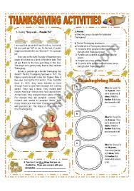 Maybe you would like to learn more about one of these? November Theme Thanksgiving Activities With Key 1 3 Elementary Esl Worksheet By Silvy E