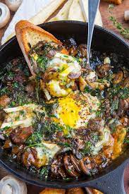 Mushroom And Brie Baked Eggs Recipe Breakfast Brunch Recipes Recipes Food