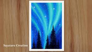 Aurora Night Sky Drawing With Oil Pastels Northern Lights Drawing Step In 2020 Night Sky Drawing Oil Pastel Oil Pastel Paintings