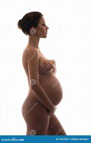 Young Naked Pregnant Woman Isolated on White Stock Image - Image of happy,  hand: 41927079