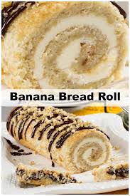 When You Really Want To Impress Your Friends Make This Cream Cheese And Vanilla Stuffed Banana Bread Roll It Looks Great On Desserts Cake Roll Banana Recipes