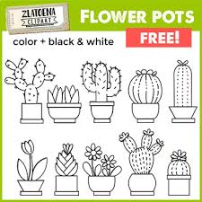 Top 60 black and white cactus clip art, vector graphics. Flowers In Pots Clip Art Set Cactus Clipart Zlatoena Cliparts