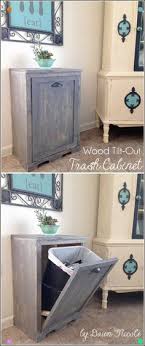 Diy Trash Cans Wood Tilt Out Trash Can Cabinet Easy Do It Yourself Projects To Make Cute Decorative Trash Can Cabinet Handmade Home Decor Easy Home Decor