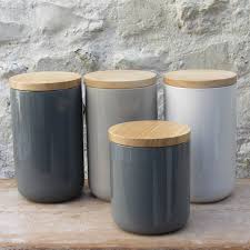 Buy wiselife clothes storage bags 100l 3 pack , large capacity blanket storage containers organizers for comforters, bedding, clothing, foldable 3 layer fabric, sturdy zippers, reinforced handle, clear window, grey: Ceramic Storage Jars With Wooden Lids By Horsfall Wright Notonthehighstreet Com