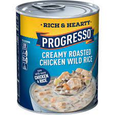 A dairy free and gluten free cream of chicken soup that tastes good! Progresso Rich Hearty Creamy Roasted Chicken Wild Rice Soup 18 5oz Target