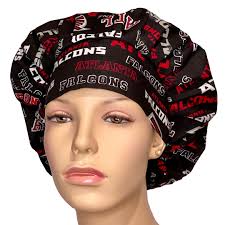 Scrub Caps Atlanta Falcons Words Black Fabric-bouffant Scrub  Hats-scrubheads-scrub Hats for Women-atlanta Football-falcons Scrub Hat