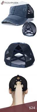 Sold Out Navy Blue Ponytail Criss Cross Hat Ponytail Hat Bun Hat Criss Cross