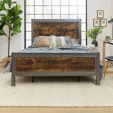 Create this fun diy from the pages of hgtv magazine. Industrial Brown Wood Queen Bed With Metal Frame Kirklands