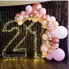 Colorful candles, balloons, confetti and number 21. Pin By Darla Schoenbrodt On Paper Flower 21st Birthday Party Decor 21st Birthday Girl 21st Birthday Decorations
