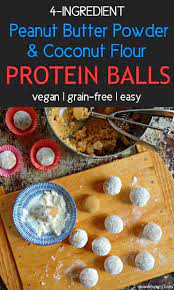 Peanut Butter Coconut Flour Protein Balls 4 Ingredients Vegan Recipe Coconut Flour Coconut Peanut Butter Protein Ball