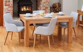 Maybe you would like to learn more about one of these? Baumhaus Mobel Oak Dining Table And 4 Light Grey Fabric Dining Chairs Cfs Furniture Uk