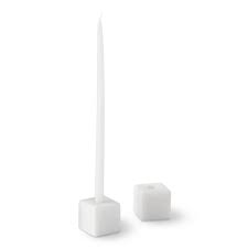 Wooden holders in a colonial style can be hung on the wall or free standing and hold our taper candles. White Marble Cube Tiny Taper Candle Holders Set Of 2 Williams Sonoma