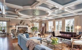 Coffered Ceilings In 15 Contemporary Living Rooms Home Design Lover Mansion Living Room Mansion Living Coffered Ceiling Design