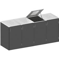 Mulltonnenbox System Binto Hpl Schiefer 4er Box Mit Edelstahl Deckel Outdoor Storage Box Trash Cans Outdoor Storage