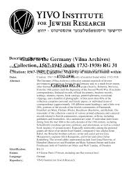 Guide to the Germany (Vilna Archives) Collection, 1567-1945 (bulk  1732-1938) RG 31