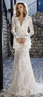 V Neck White Lace Open Back Wedding Dresses Backless Mermaid Long Sleeves Bridal Dresses In 2020 Long Sleeve Bridal Dresses Lace Weddings Wedding Dresses