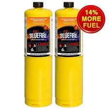 pack of 2 bluefire modern mapp gas cylinder 16 1 oz 14 more bonus fuel than map pro hotter than propane variation of quantity bundles available