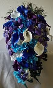 Amazon com globalrose bridal bouquet 10 white calla lilies. Peacock Calla Lily Orchid Hydrangea Cascading Bridal Wedding Bouquet Amp Boutonniere Buy Online In Botswana At Botswana Desertcart Com Productid 44379664