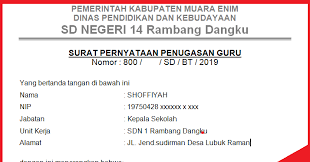 Kumpulan gambar contoh surat pernyataan kepala sekolah untuk guru yang benar 2019. Surat Pernyataan Penugasan Guru Honorer K2 Yang Melamar P3k Info Pendidikan Terbaru