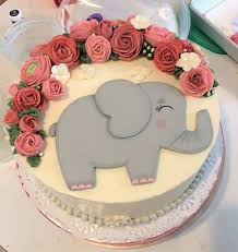Baby Girl Shower Cake I Made This For A Friend Of Mine Who 39 S Daughter Is Having A Baby Gi Baby Shower Cakes Girl Elephant Baby Shower Cake Girl Shower Cake