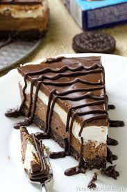 Layered Chocolate Cheesecake With Oreo Crust No Bake Recipe Chocolate Cheesecake Savoury Cake Chocolate Cheesecake Recipes