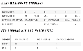 Wakeboard Size Charts