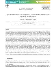 Pdf Operations Research Management Science In The Arab World Historical Development