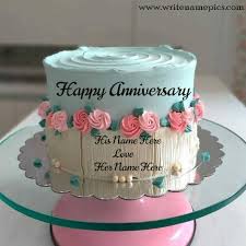 Simple anniversary cake design for couple. Wedding Anniversary Wishes Cake Images With Name