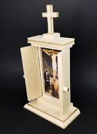 Portable Small Christian Catholic Home Altar With Doors Jesus Etsy